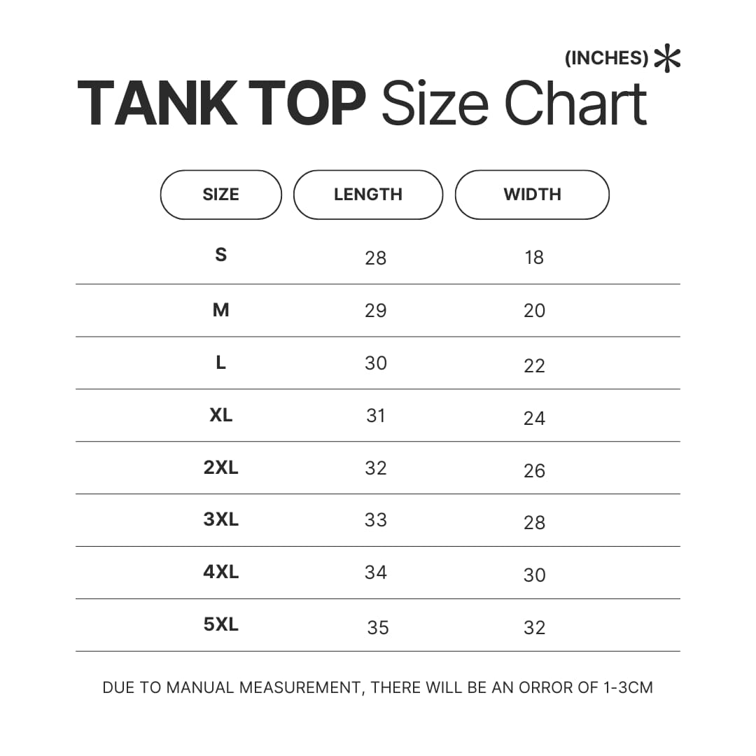 Tank Top Size Chart - Dan Da Dan Shop