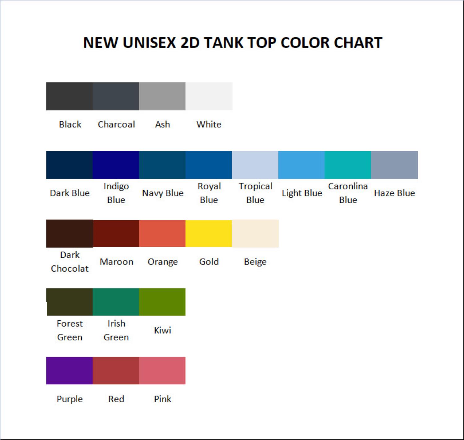 tank top color chart - Dan Da Dan Shop