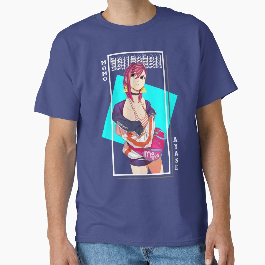 Momo Ayase Dandadan Blue Background T-shirt - Image 4