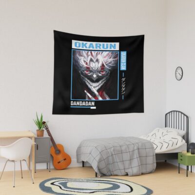 Okarun Dandadan Blue Text Tapestry