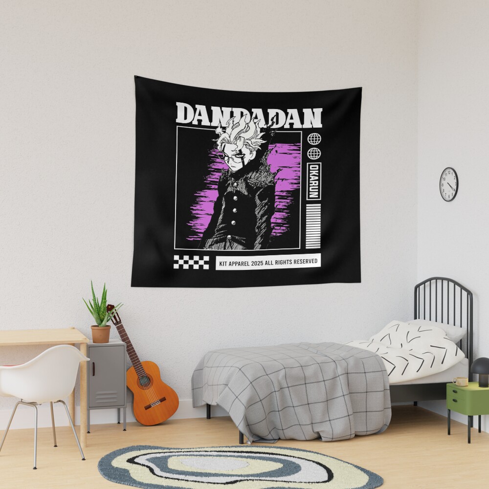 Okarun Dandadan Purple Background Tapestry