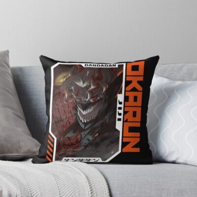 Okarun Dandadan Orange Text Throw Pillow