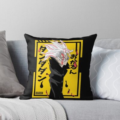 Okarun Dandadan Yellow Background Throw Pillow